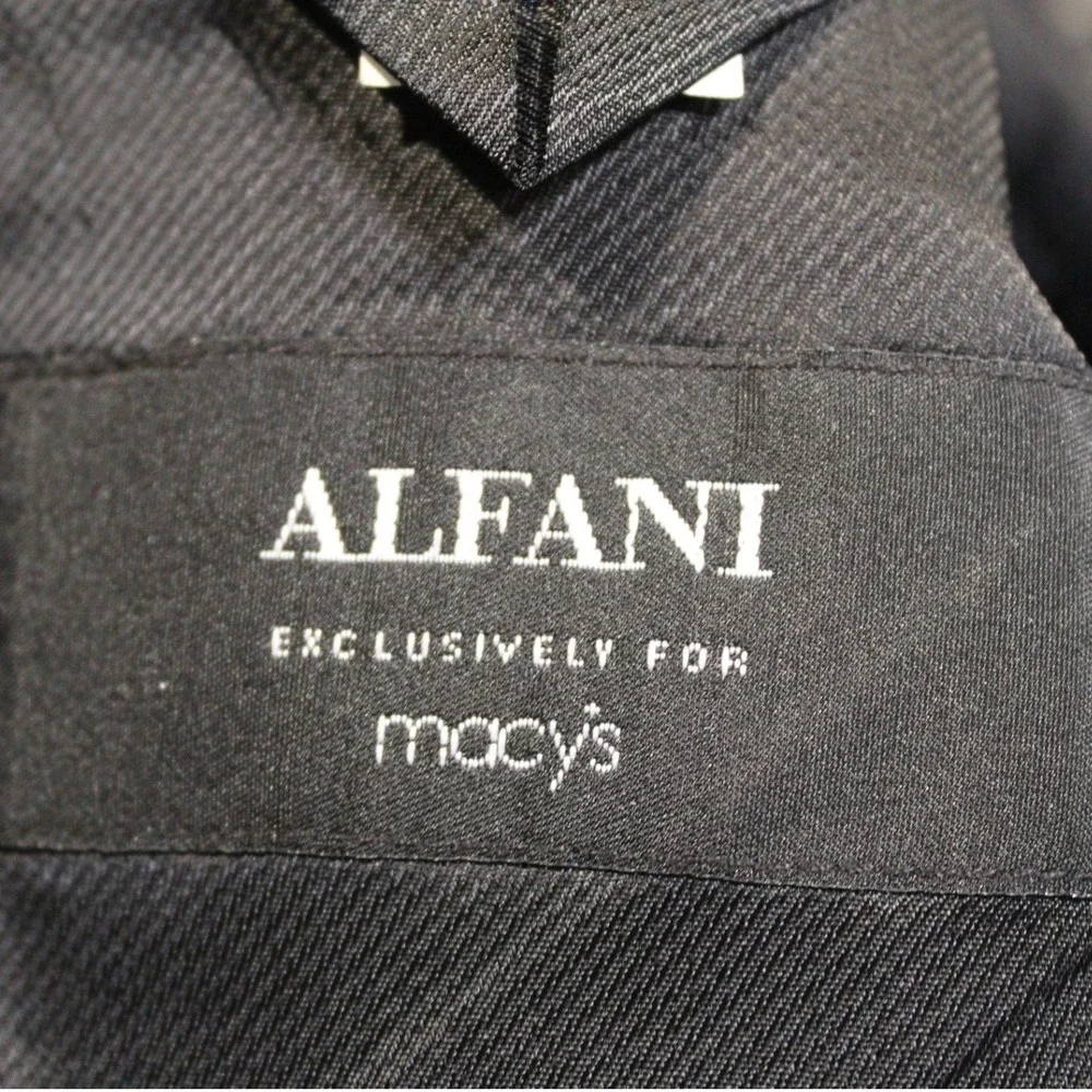 Alfani Mens 100% Wool Pinstripe 3 Button Suit Blazer Jacket Black 42 L F708‎